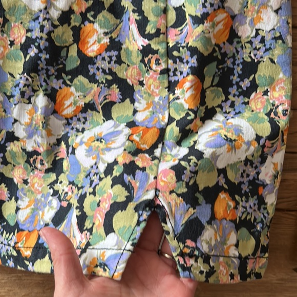 Adorable mini skirt slit wild fable floral black white green purple 0 xs - Picture 4 of 4